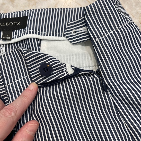 Talbots Nautical Seersucker Blue/White Striped Skirt Size 14 - Picture 3 of 6